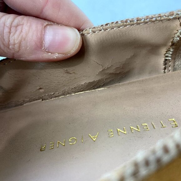 Etienne Aigner Tan Leather Suede Loafers 9 - Picture 6 of 12